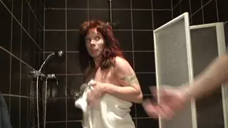 German redhead gets punished in the shower